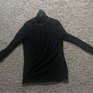 ZARA Mesh Turtleneck with Ruffled Sleeves